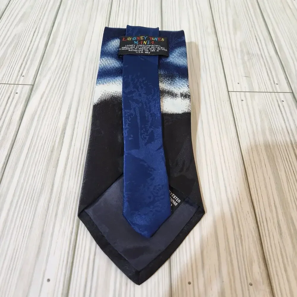 Vintage Looney Tunes Mania Blue Tasmanian‎ Devil Ghost Halloween 1996 Men's Tie